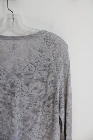 Aeropostale Gray Crocheted Knit Long Sleeved Top | XL