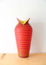 Azerbaijan Glassware Red & Yellow Swirl Tall Vase