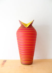 Azerbaijan Glassware Red & Yellow Swirl Tall Vase