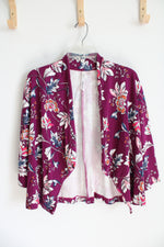 NY Collection Purple Multi-Colored Floral Cardigan | XL