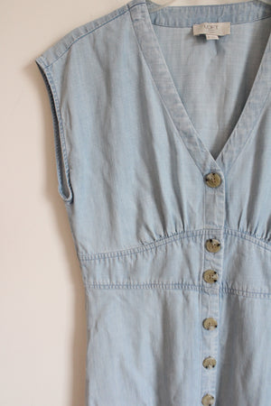 LOFT Light Chambray Button Down Dress | 6 Petite