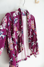 NY Collection Purple Multi-Colored Floral Cardigan | XL