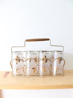 Vintage Libbey Gold Leaf Set Of 8 Bar Glasses