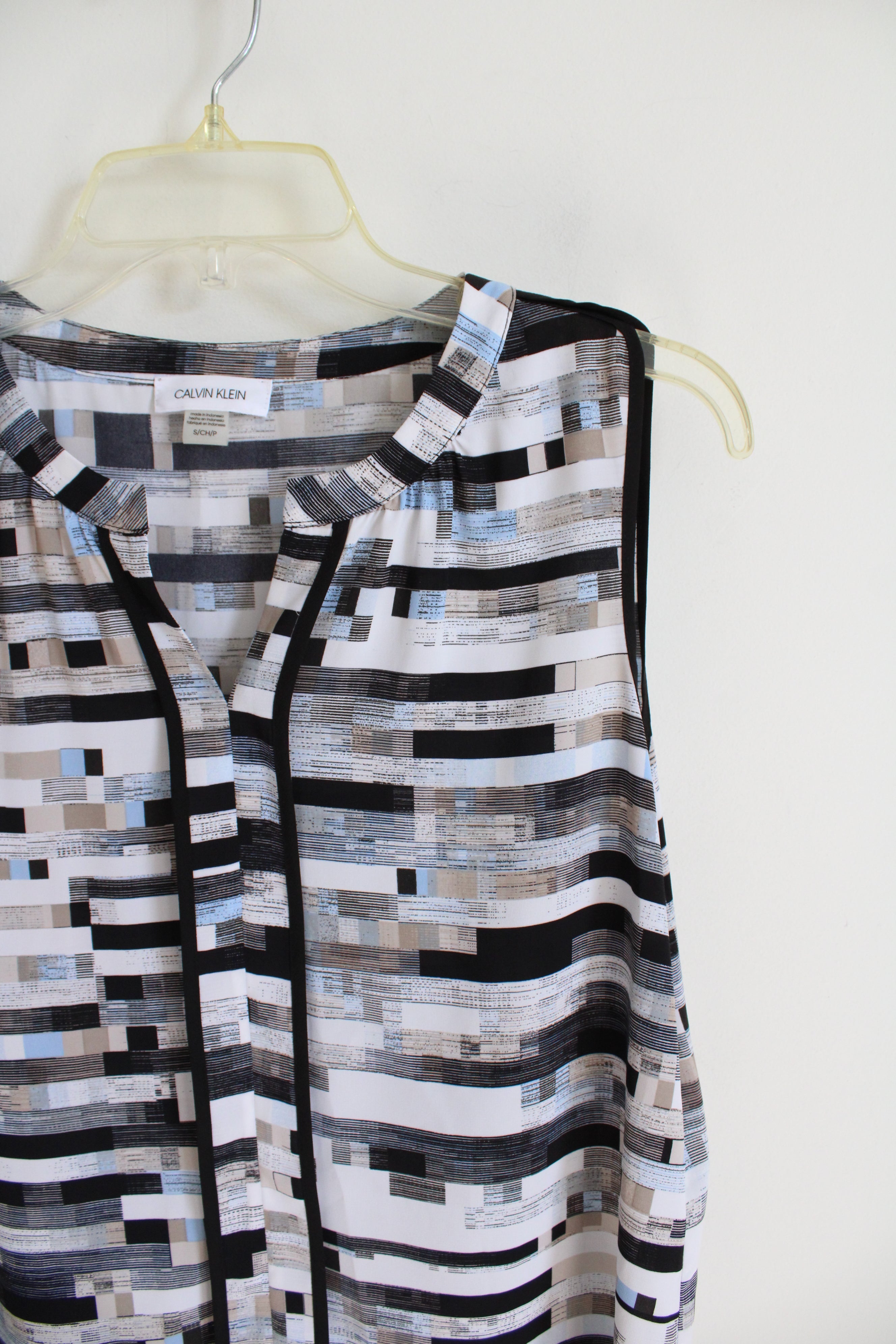 Calvin Klein Black & White Patterned Tank | S