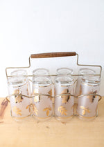Vintage Libbey Gold Leaf Set Of 8 Bar Glasses