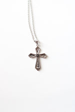 Clear Rhinestone Sterling Silver Cross Necklace