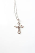 Clear Rhinestone Sterling Silver Cross Necklace