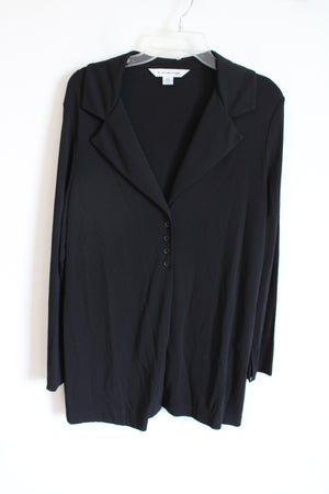 August Max Woman Oversized Vintage Black Button Down Long Rayon Blend Top | XS