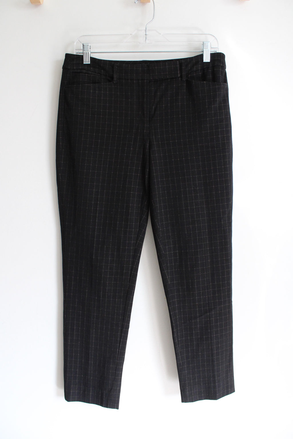 White House Black Market The Slim Ankle Black Brown Plaid Pants | 6