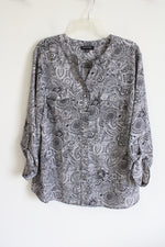 Notations Black Paisley Chiffon Blouse | XL