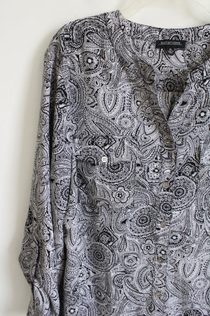 Notations Black Paisley Chiffon Blouse | XL