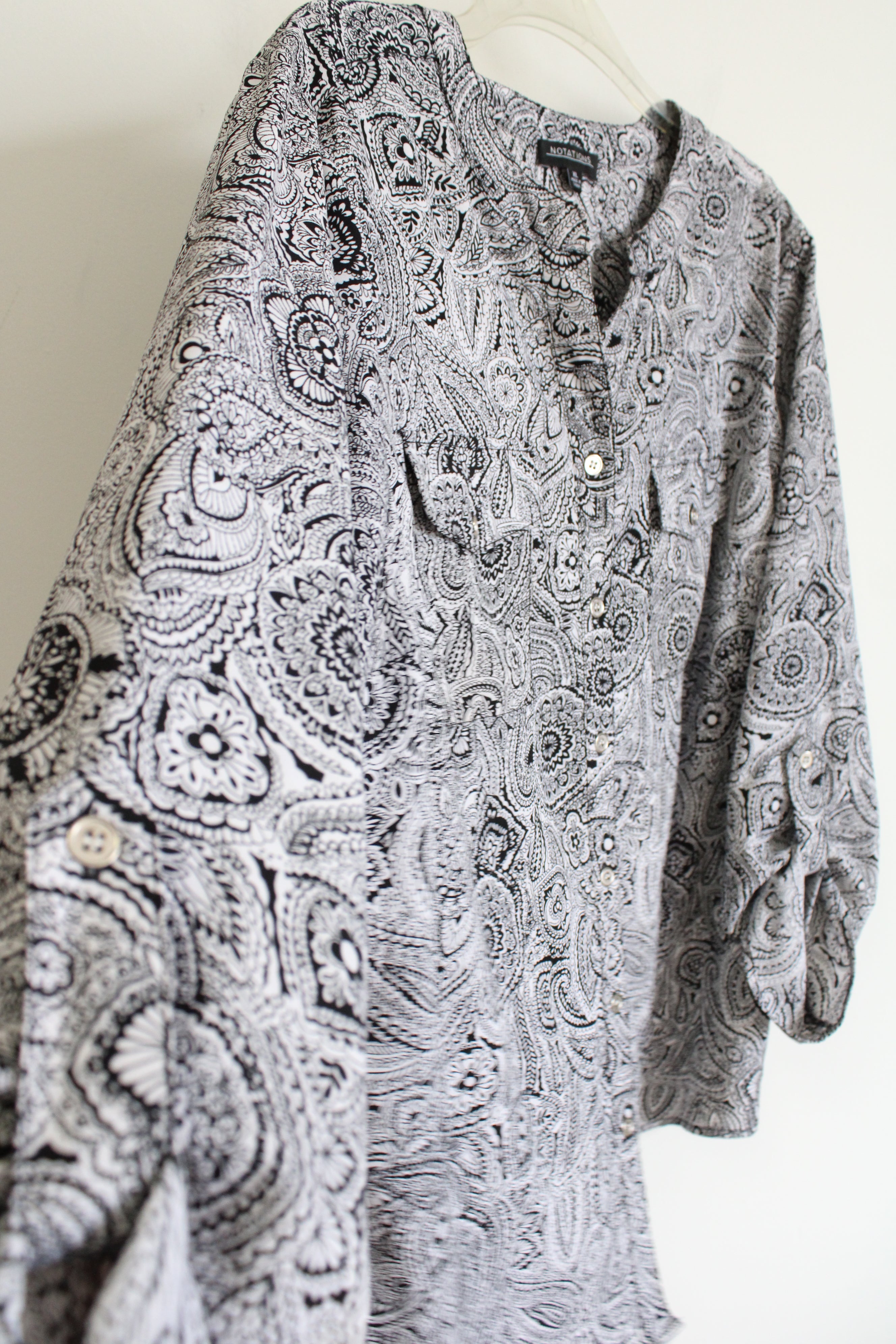 Notations Black Paisley Chiffon Blouse | XL