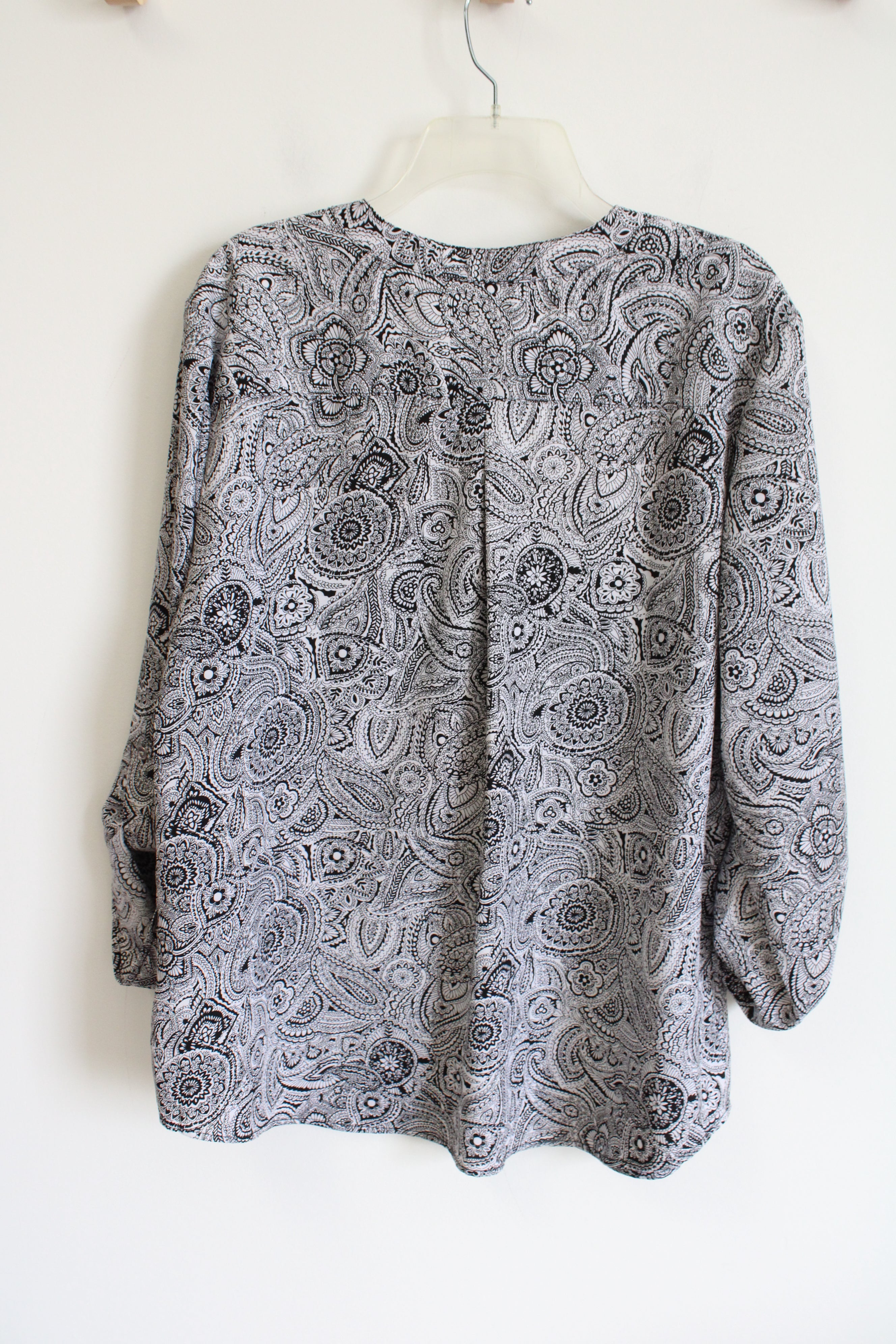 Notations Black Paisley Chiffon Blouse | XL