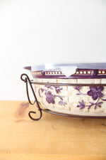 Temptations By Tara Purple Floral Lace 3 Quart Oval Casserole Dish & Insulated Carrier