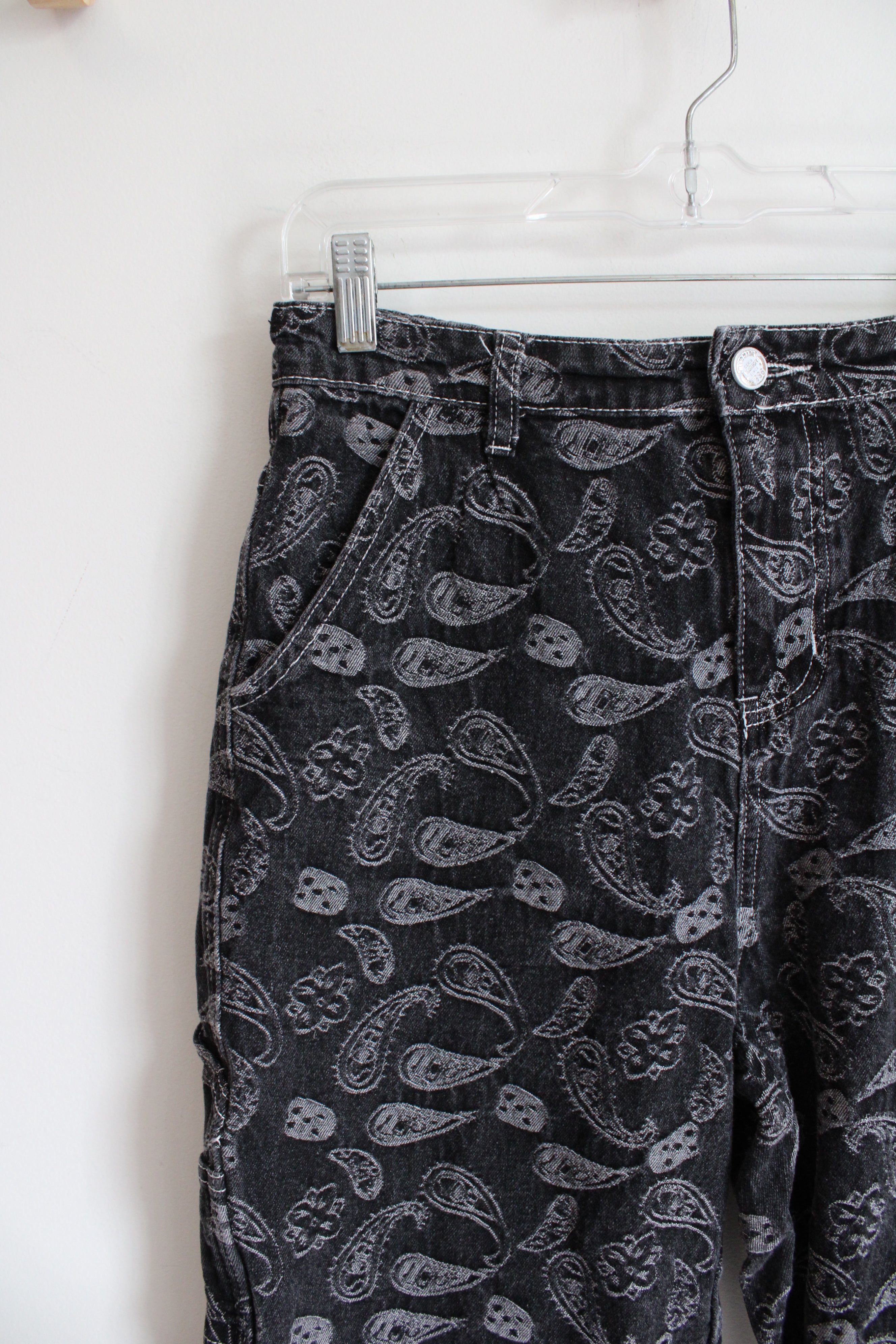 Shein Black Paisley Patterned Jeans | S