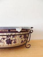 Temptations By Tara Purple Floral Lace 3 Quart Oval Casserole Dish & Insulated Carrier