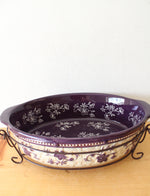 Temptations By Tara Purple Floral Lace 3 Quart Oval Casserole Dish & Insulated Carrier