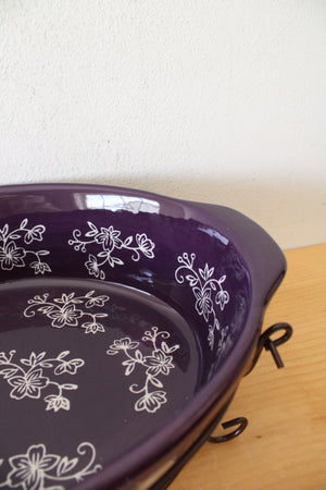 Temptations By Tara Purple Floral Lace 3 Quart Oval Casserole Dish & Insulated Carrier