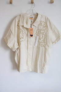 NEW Future Collection Jenny K. Lopez Cream Embroidered Top | 3X