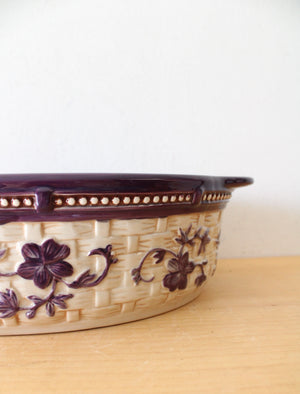 Temptations By Tara Purple Floral Lace 3 Quart Oval Casserole Dish & Insulated Carrier