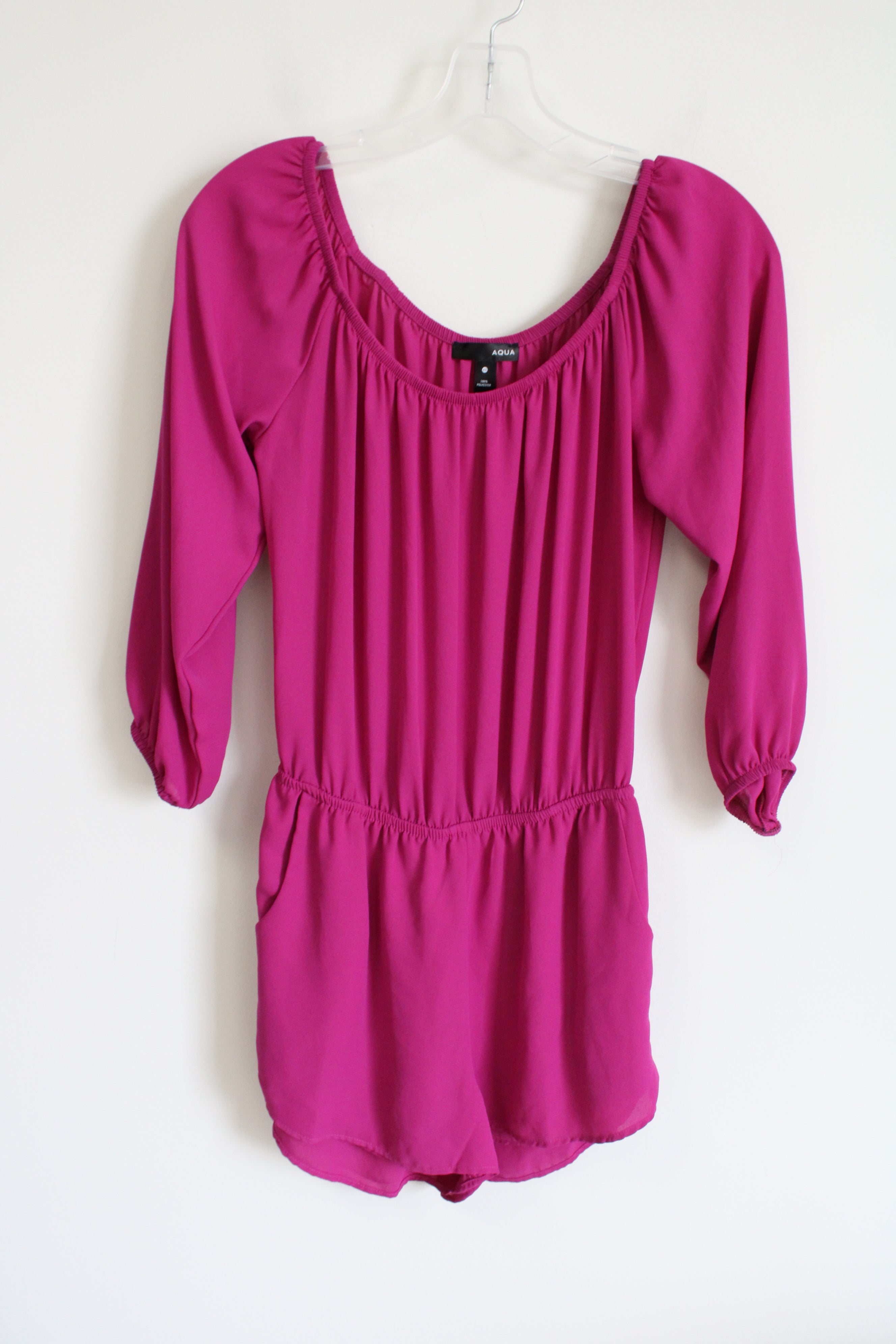 Aqua Magenta Pink Chiffon Romper | XS