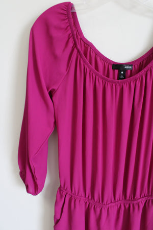 Aqua Magenta Pink Chiffon Romper | XS