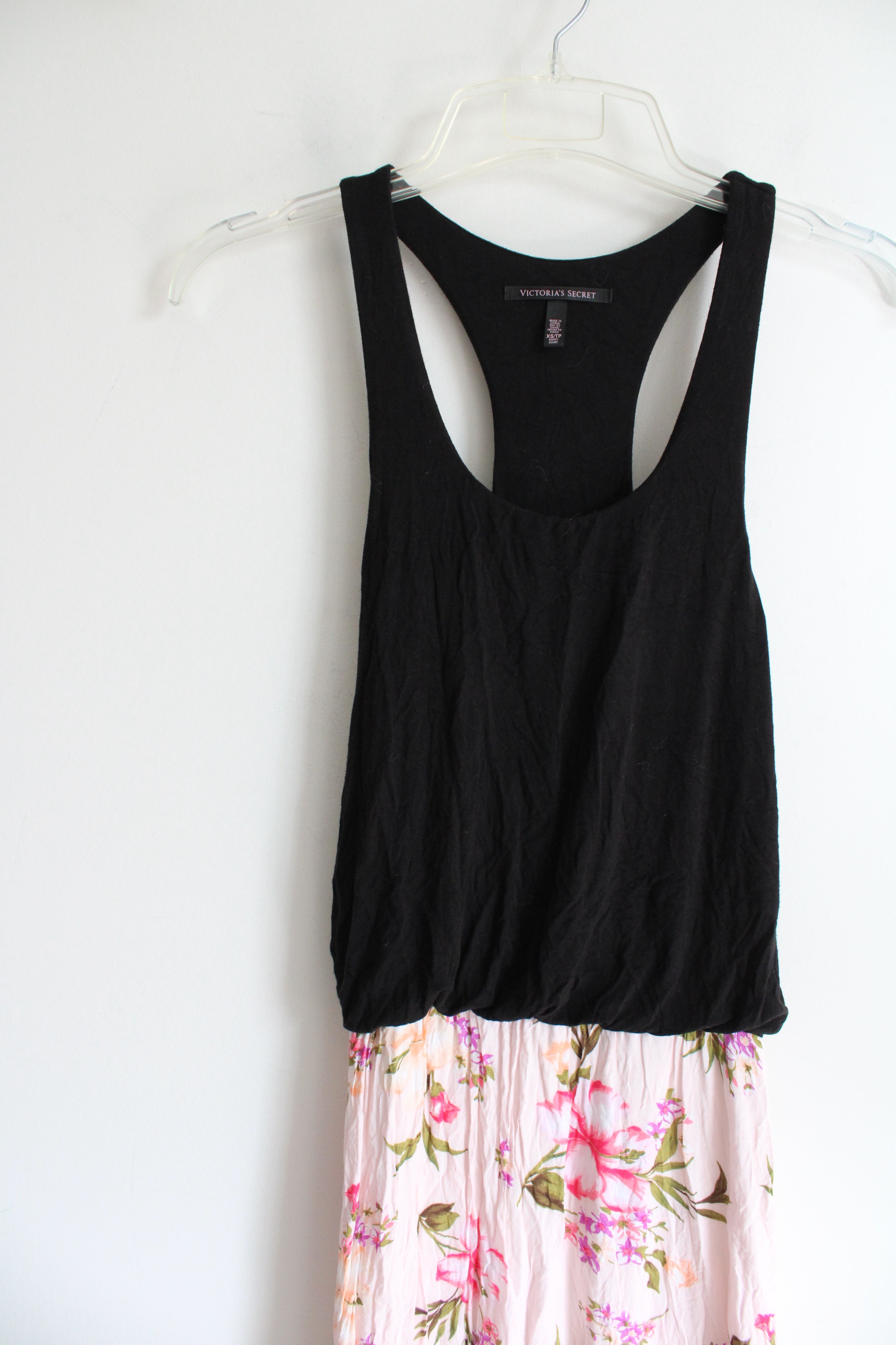 Victoria's Secret Black & Pink Floral Maxi Tank Dress | XS