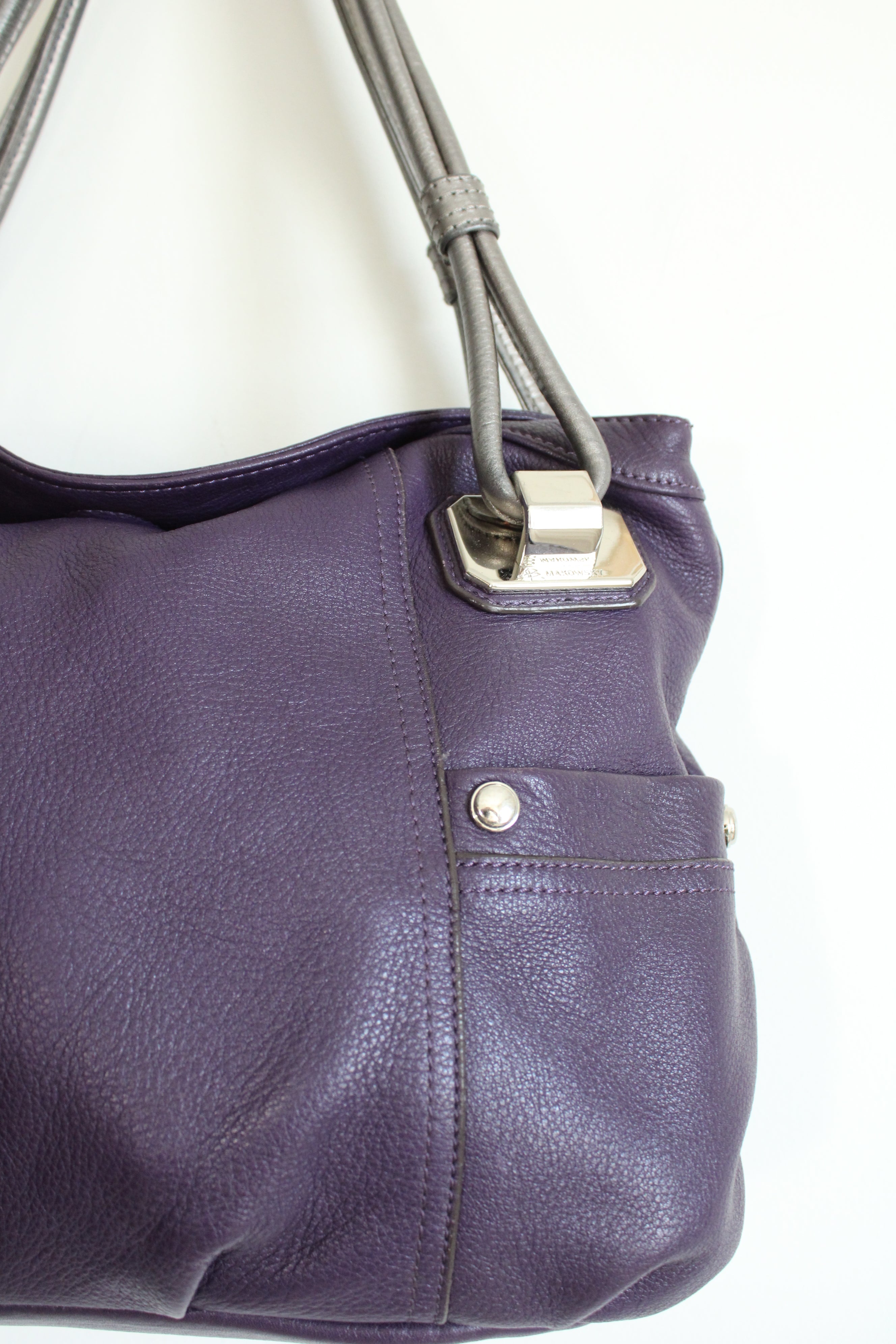 NEW B. Makowsky Purple Leather Silver Purse