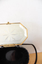 Vintage Lucite Elsa Etched Lid Black Ribbed Purse
