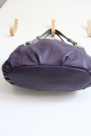 NEW B. Makowsky Purple Leather Silver Purse