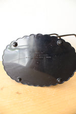 Vintage Lucite Elsa Etched Lid Black Ribbed Purse