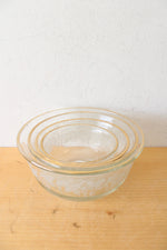 Vintage Bartlett Collins Gold Rimmed Frosted Grape & Leaves Nesting Mixing Bowls