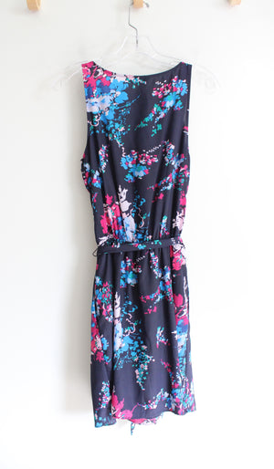 Express Pink & Blue Floral Navy Dress | M