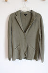 Talbots Olive Green Knit Collared Cardigan | L