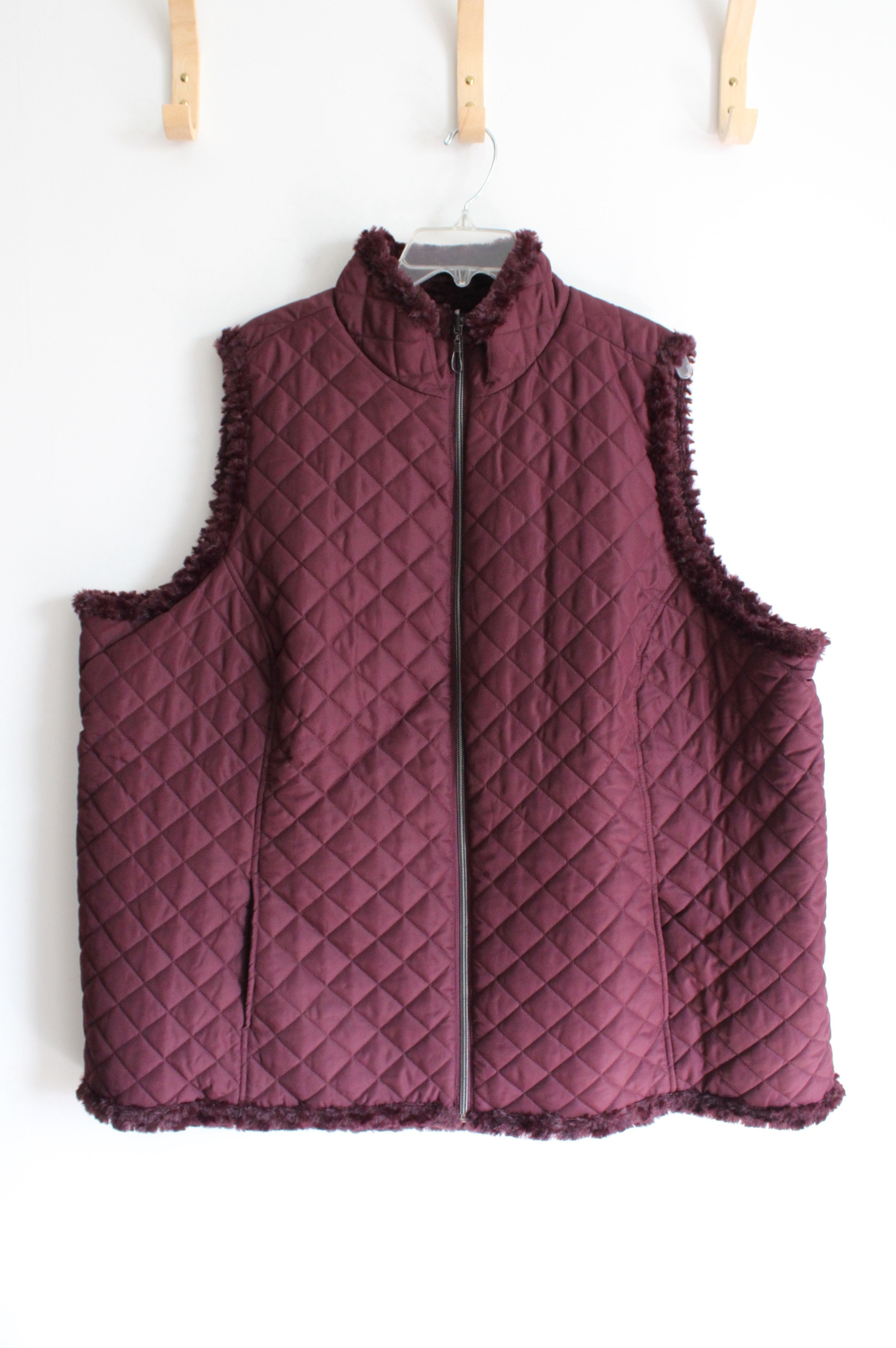 Maroon Fuzzy Lined Quilted Vest | 2XL/3XL