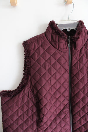 Maroon Fuzzy Lined Quilted Vest | 2XL/3XL