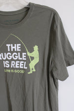 Life Is Good The Struggle Is Reel Green Fishing Crusher Lite Tee | L