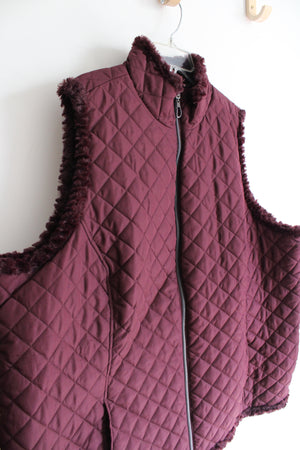 Maroon Fuzzy Lined Quilted Vest | 2XL/3XL