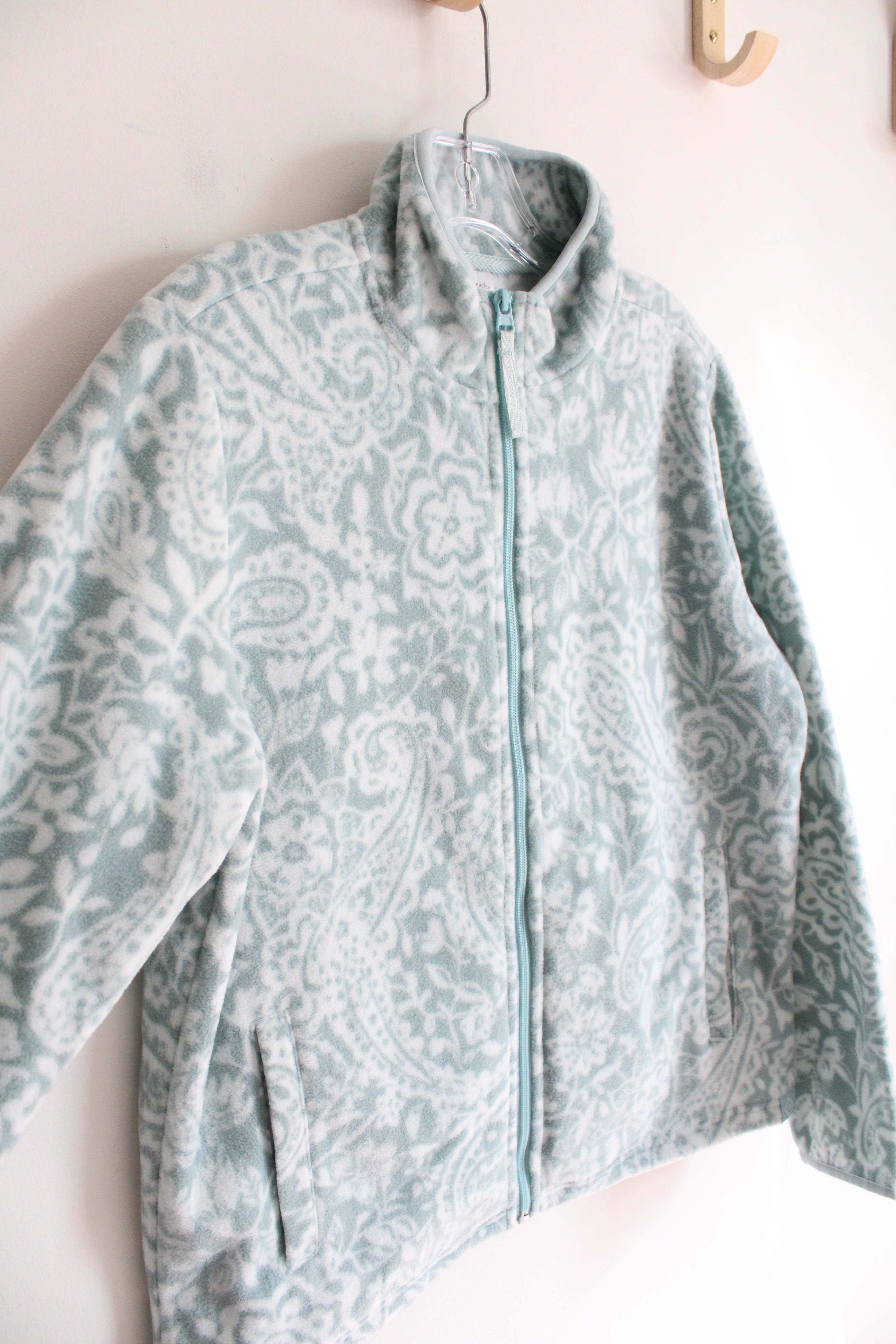 Vera Bradley Blue Green White Paisley Patterned Fleece Jacket S