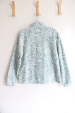 Vera Bradley Blue Green & White Paisley Patterned Fleece Jacket | S