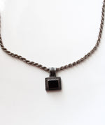 Black Rectangle Sterling Silver Pendant Necklace