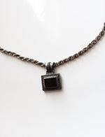 Black Rectangle Sterling Silver Pendant Necklace