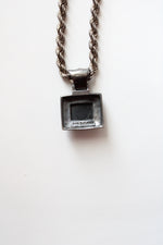 Black Rectangle Sterling Silver Pendant Necklace