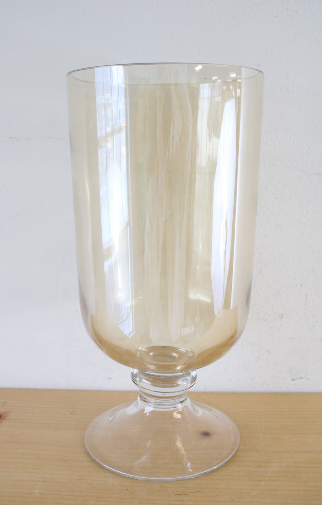 Amber Glass Large Footed 13.5" Glass Vase