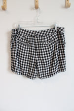 LOFT Linen Blend Black White Gingham Shorts | 6 Short