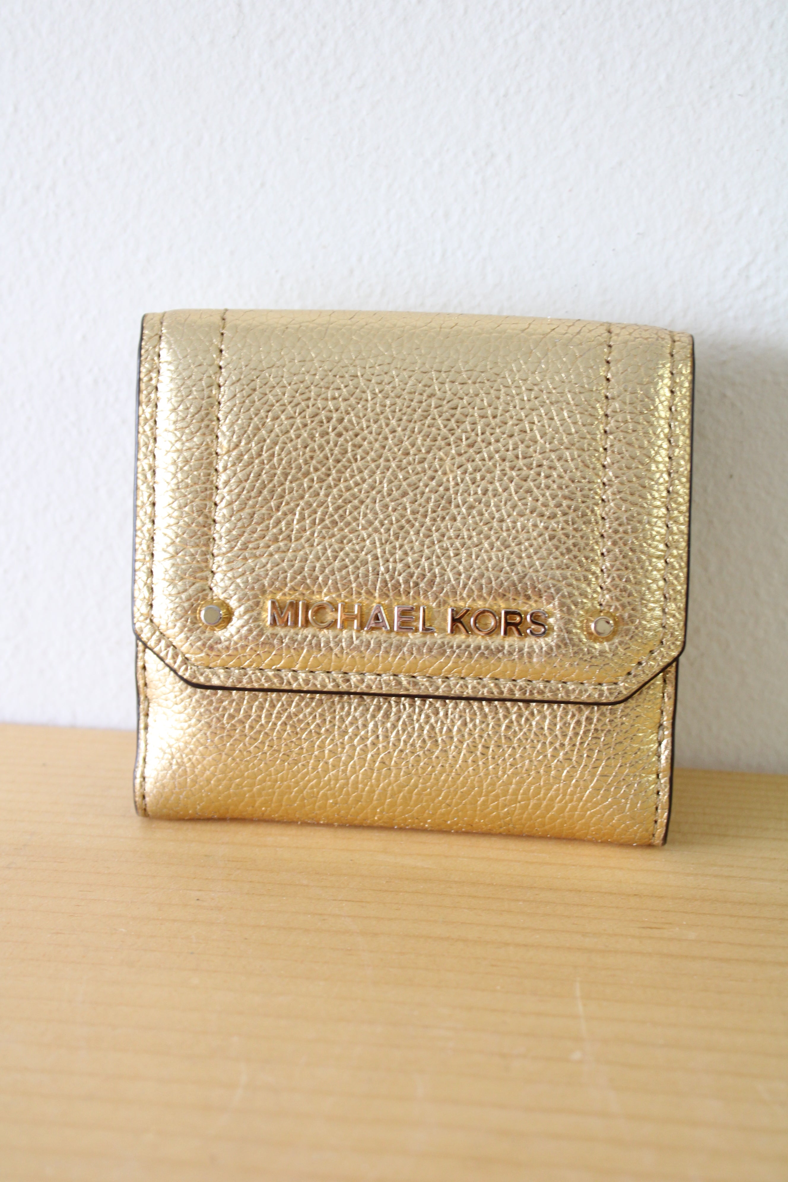 Michael Kors Hayes Gold Tri Fold Wallet Jubilee Thrift