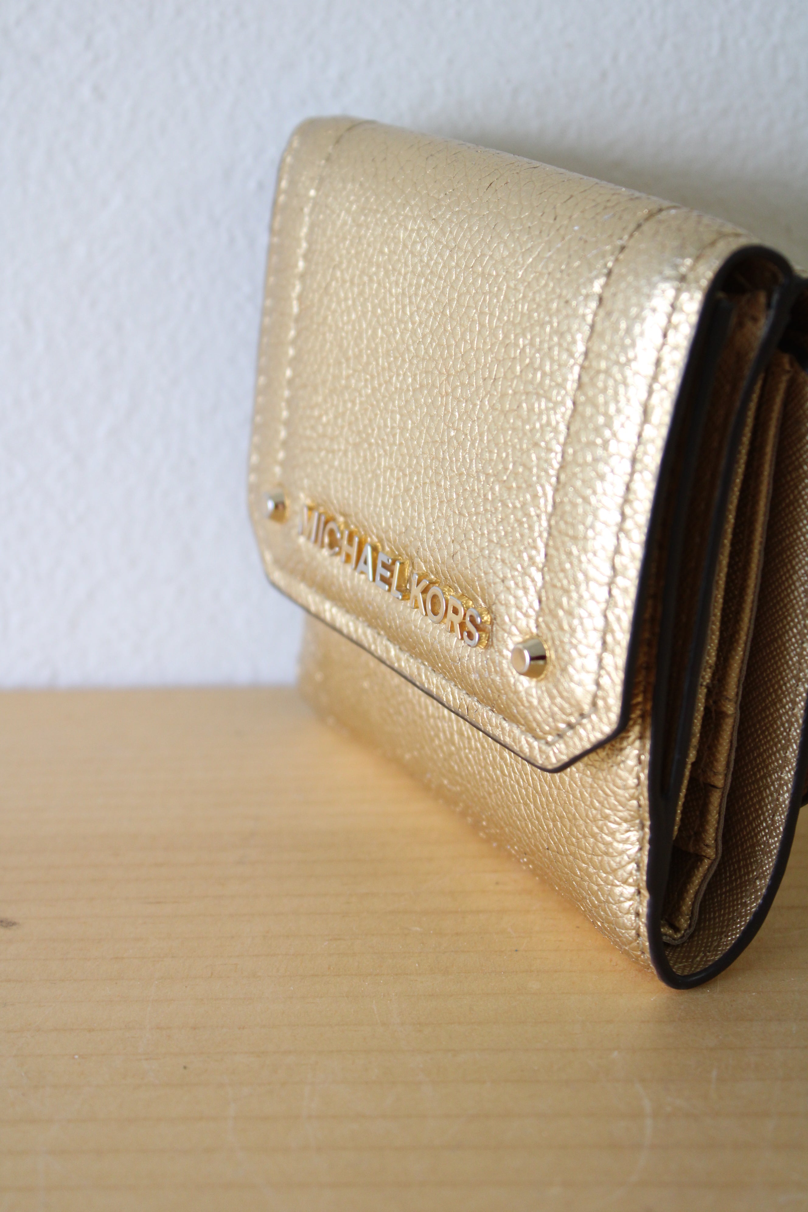 Michael Kors Hayes Gold Tri-Fold Wallet