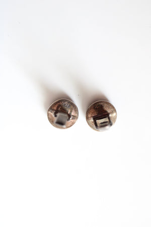 Sterling Silver Round Grid Cuff Links