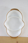 Fire King Ware Vintage Gold Edged Milk Glass Divided Oval Platter