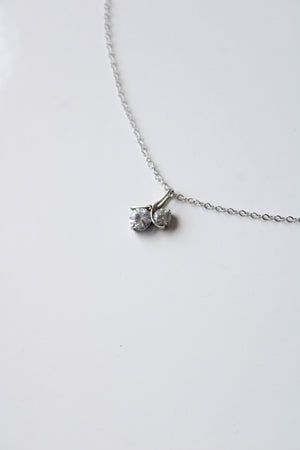 Dual Crystal Stone Sterling Silver Necklace